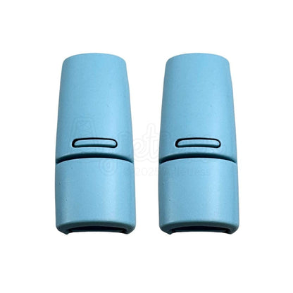 Elastische veters zonder strikken magnetische sluiting 6–9mm lichtblauw detailfoto van hoe de sluiting werkt