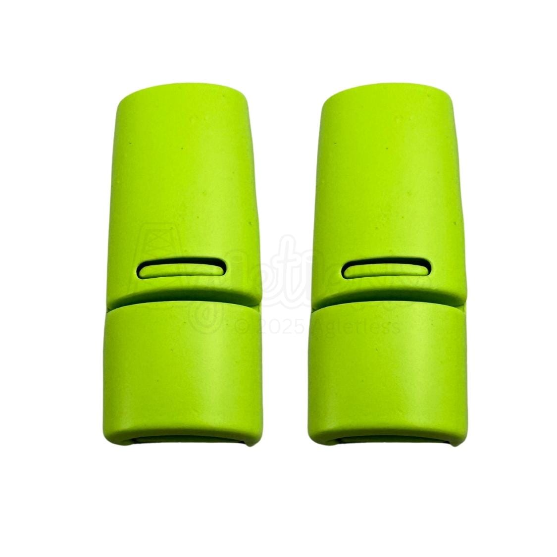 Elastische veters zonder strikken magnetische sluiting 6–9mm lichtgroen detailfoto van hoe de sluiting werkt