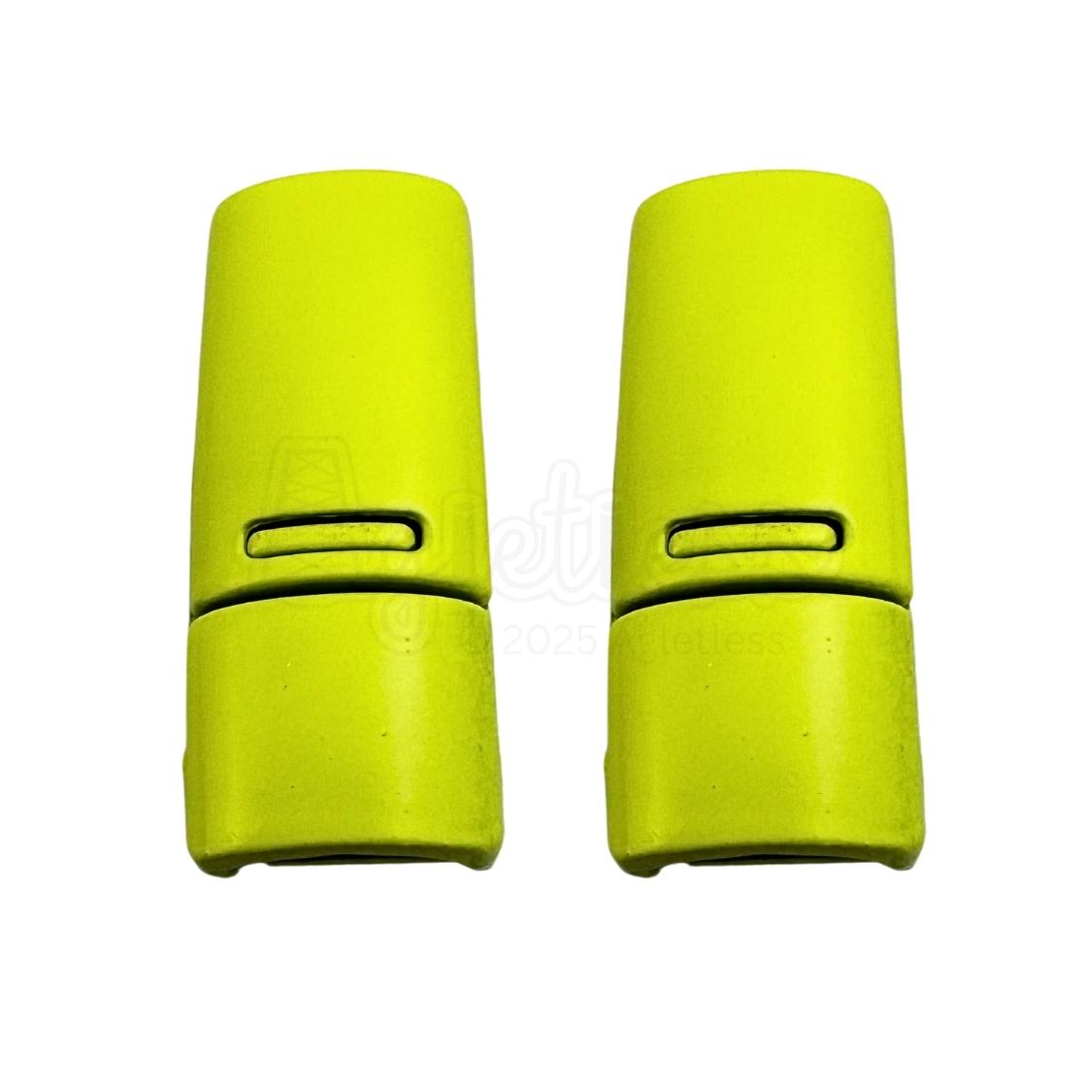 Elastische veters zonder strikken magnetische sluiting 6–9mm lime detailfoto van hoe de sluiting werkt