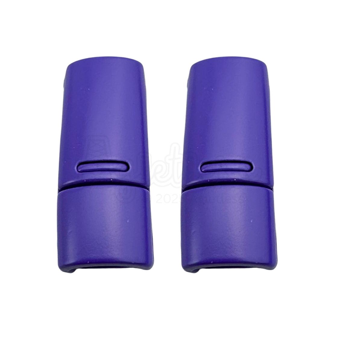 Elastische veters zonder strikken magnetische sluiting 6–9mm paars detailfoto van hoe de sluiting werkt