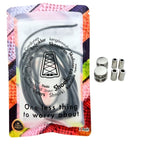 Elastische veters zonder strikken ovaal 4mm luxe lock donkergrijs in luxe verpakking