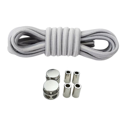 Productafbeelding van ovale elastische veters van 4 mm met luxe lock sluiting in de kleur grijs