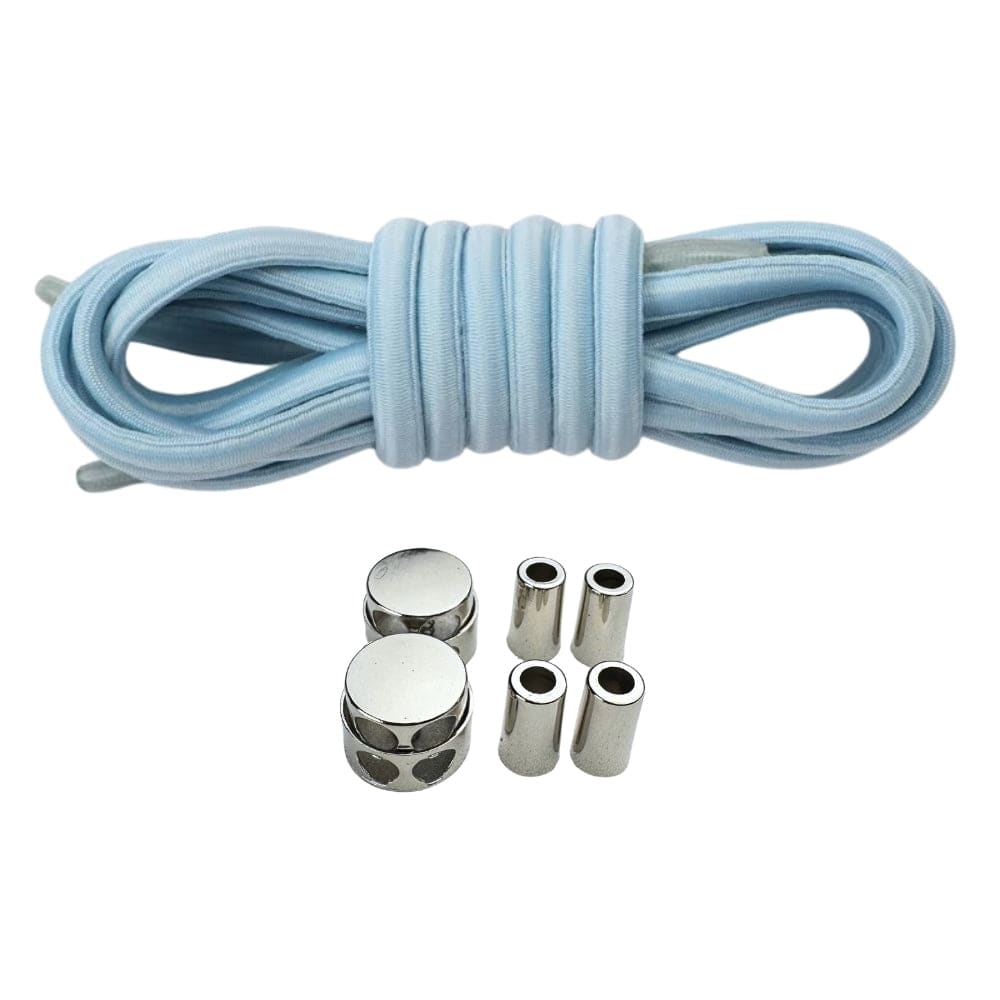 Productafbeelding van ovale elastische veters van 4 mm met luxe lock sluiting in de kleur lichtblauw