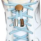 Elastische veters zonder strikken ovaal 4mm luxe lock lichtblauw met stretch uitgerekt