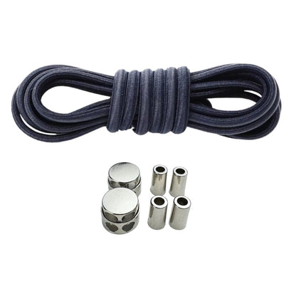 Productafbeelding van ovale elastische veters van 4 mm met luxe lock sluiting in de kleur marineblauw