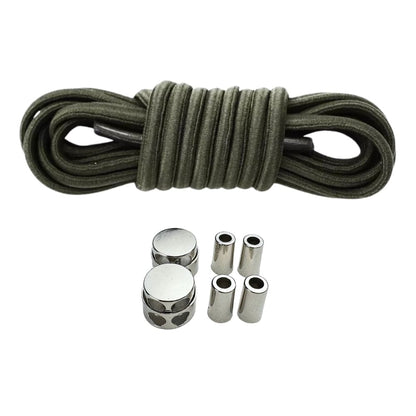 Productafbeelding van ovale elastische veters van 4 mm met luxe lock sluiting in de kleur mosgroen