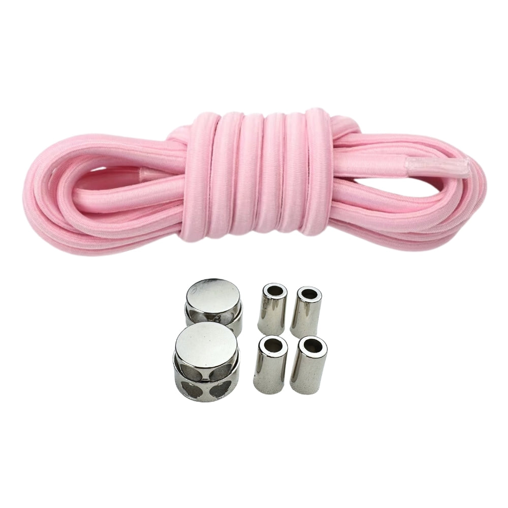 Productafbeelding van ovale elastische veters van 4 mm met luxe lock sluiting in de kleur roze