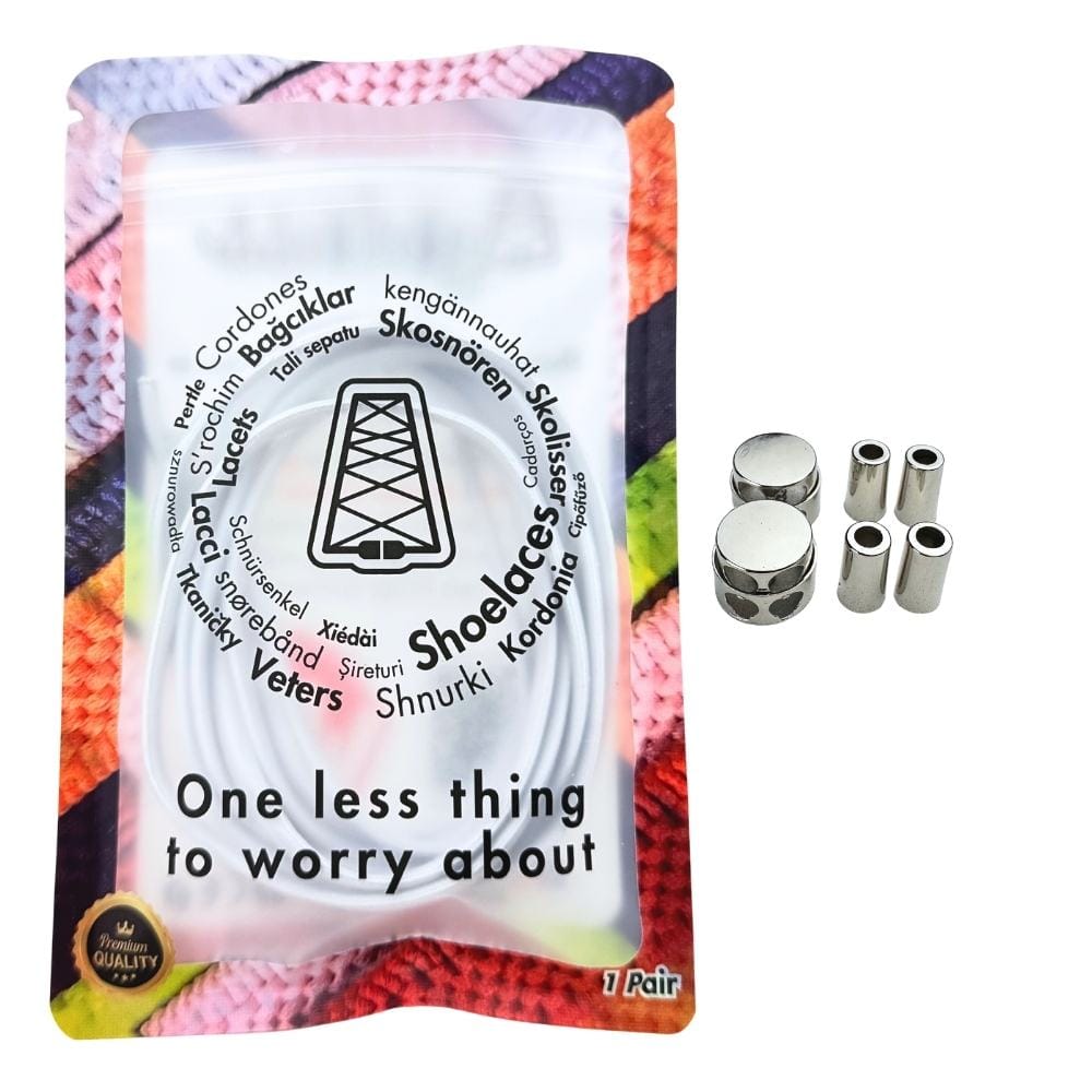 Elastische veters zonder strikken ovaal 4mm luxe lock wit in luxe verpakking