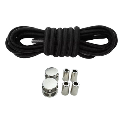 Productafbeelding van ovale elastische veters van 4 mm met luxe lock sluiting in de kleur zwart