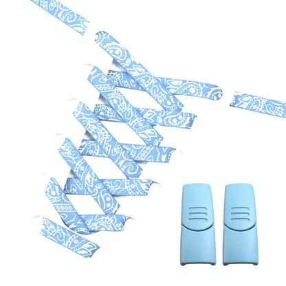 Productafbeelding van paisley elastische veters van 9 mm met magneetsluiting in de kleur hemelsblauw-wit
