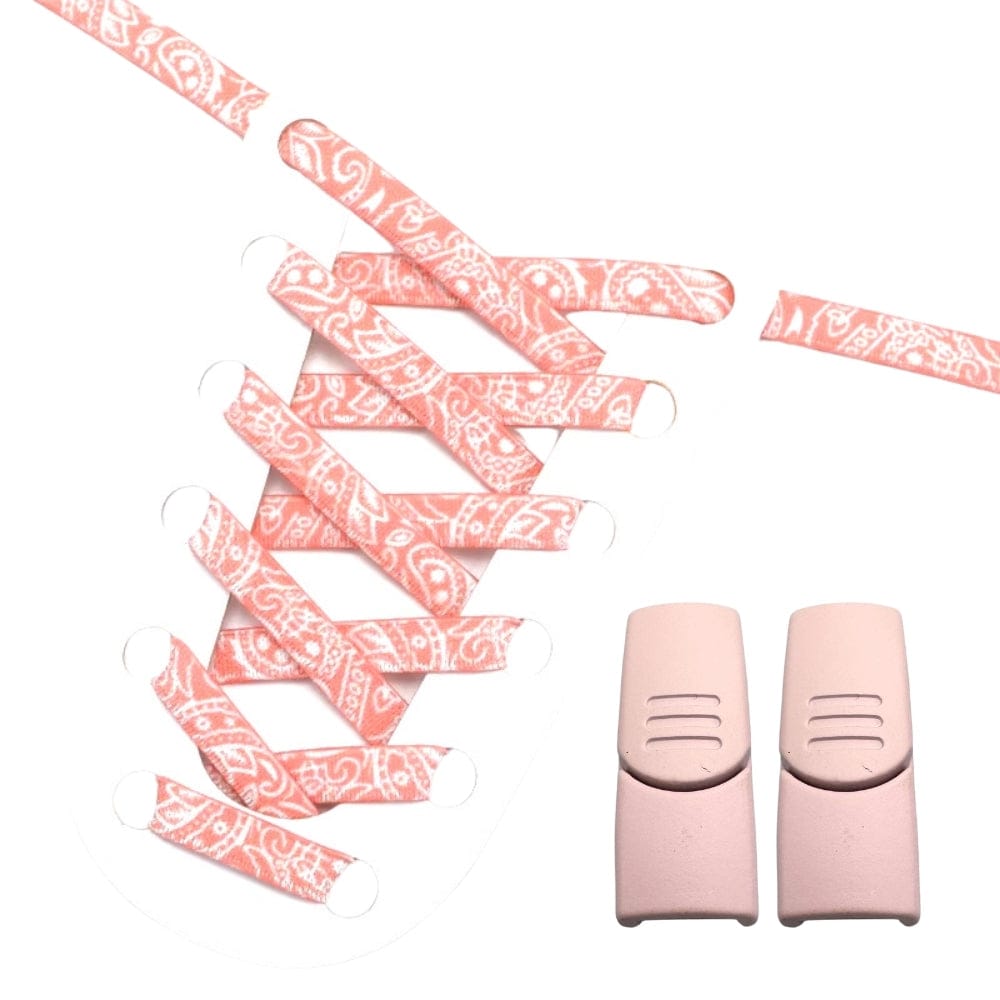 Productafbeelding van paisley elastische veters van 9 mm met magneetsluiting in de kleur roze-wit