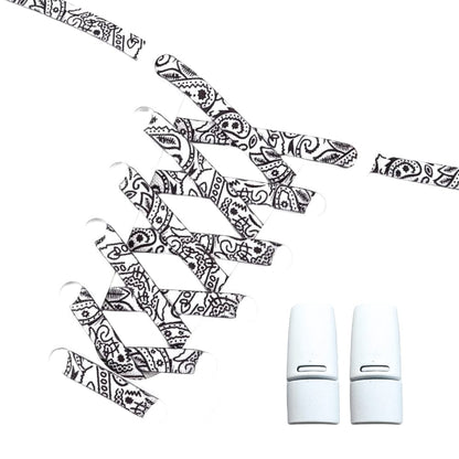 Productafbeelding van paisley elastische veters van 9 mm met magneetsluiting in de kleur wit-zwart