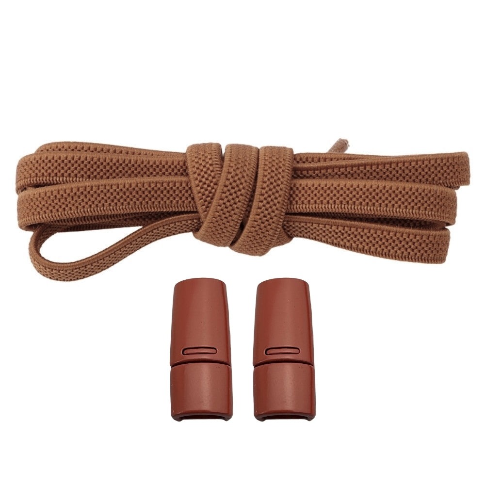 Productafbeelding van platte elastische veters van 6 mm met magneetsluiting in de kleur bruin