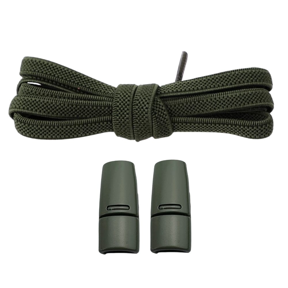 Productafbeelding van platte elastische veters van 6 mm met magneetsluiting in de kleur mosgroen