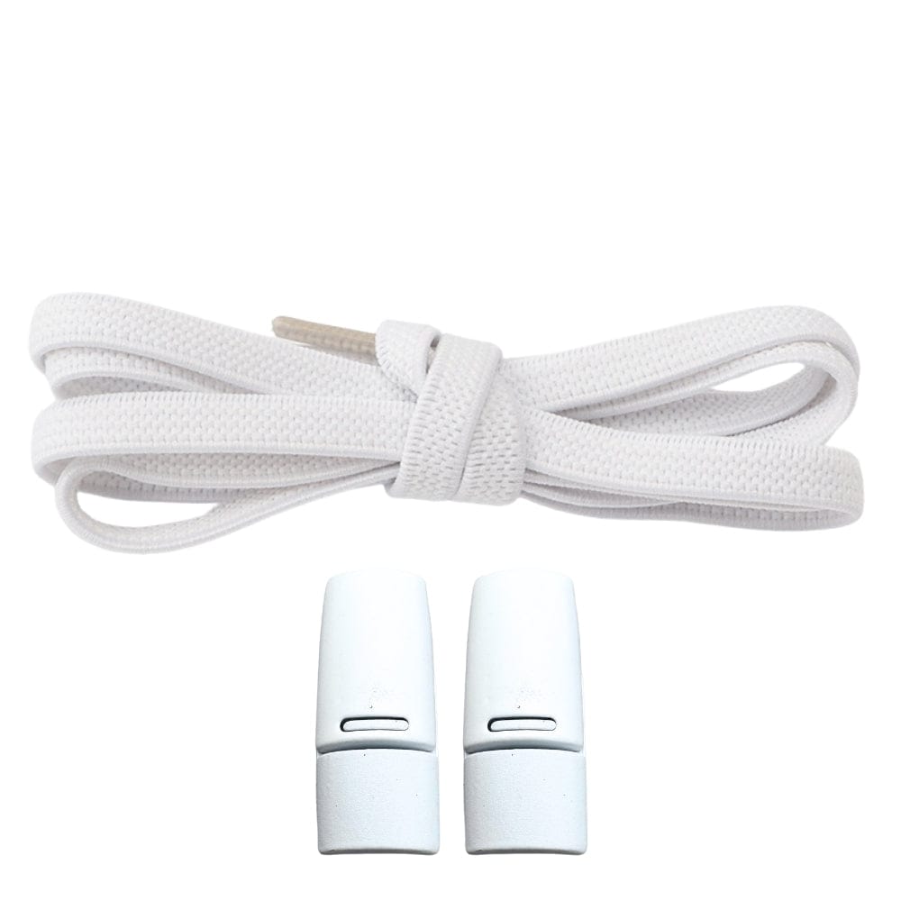 Productafbeelding van platte elastische veters van 6 mm met magneetsluiting in de kleur wit