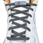 Elastische veters zonder strikken plat 6mm magnetische sluiting antraciet met stretch uitgerekt