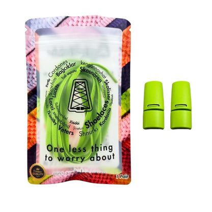 Elastische veters zonder strikken plat 6mm magnetische sluiting appelgroen in luxe verpakking