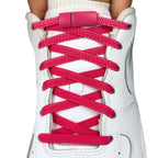 Elastische veters zonder strikken plat 6mm magnetische sluiting rozenrood met stretch uitgerekt