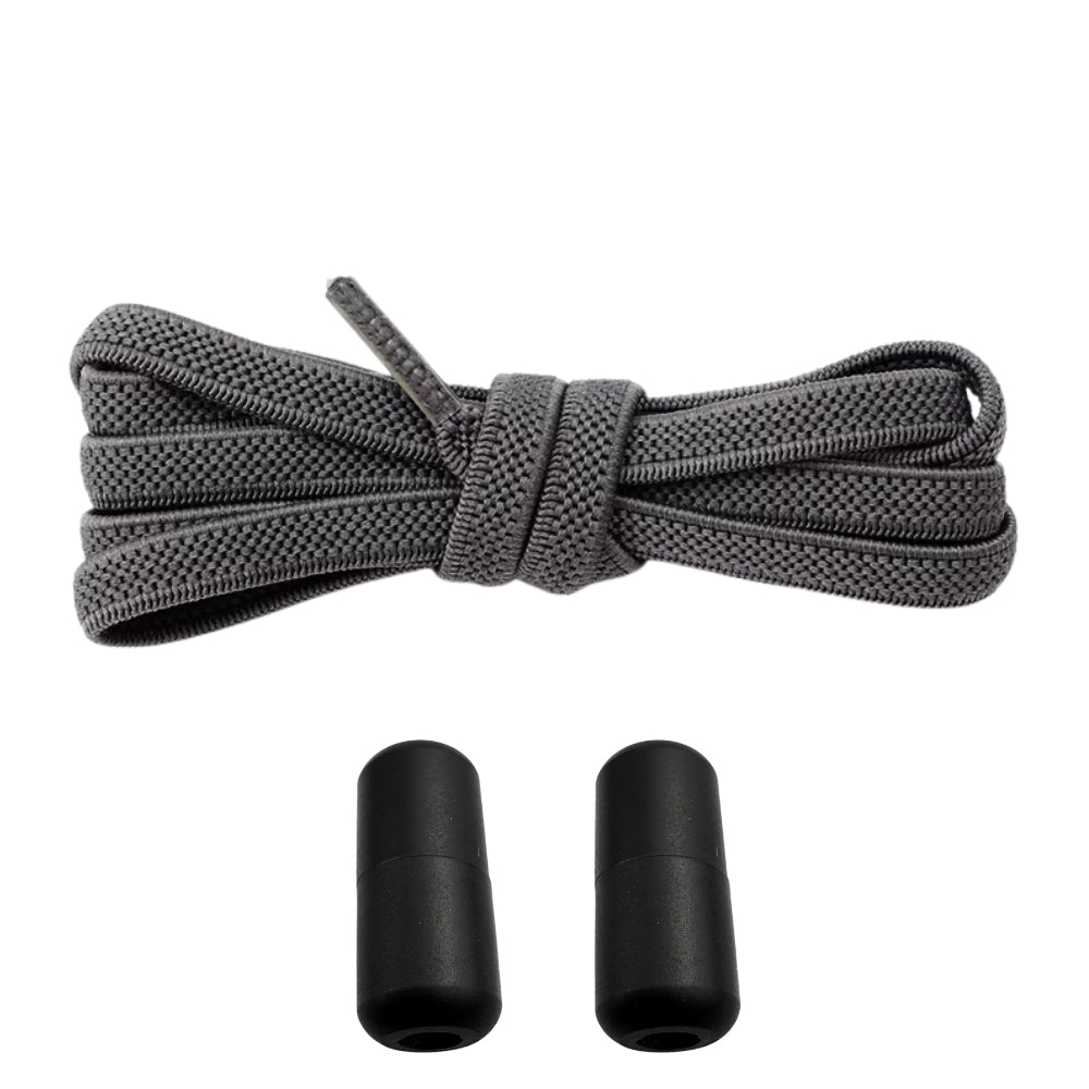 Productafbeelding van platte elastische veters van 6 mm met metalen draai capsule in de kleur antraciet