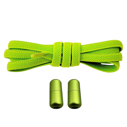 Productafbeelding van platte elastische veters van 6 mm met metalen draai capsule in de kleur appelgroen