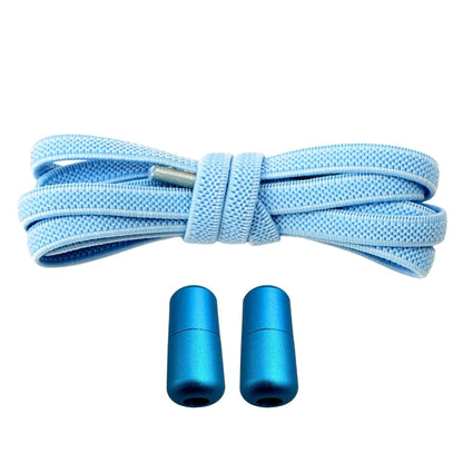 Productafbeelding van platte elastische veters van 6 mm met metalen draai capsule in de kleur hemelsblauw