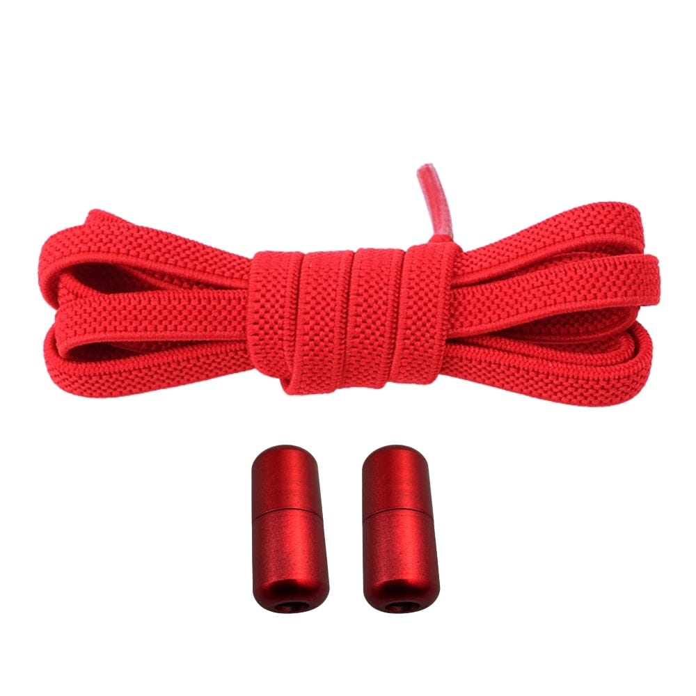 Productafbeelding van platte elastische veters van 6 mm met metalen draai capsule in de kleur rood