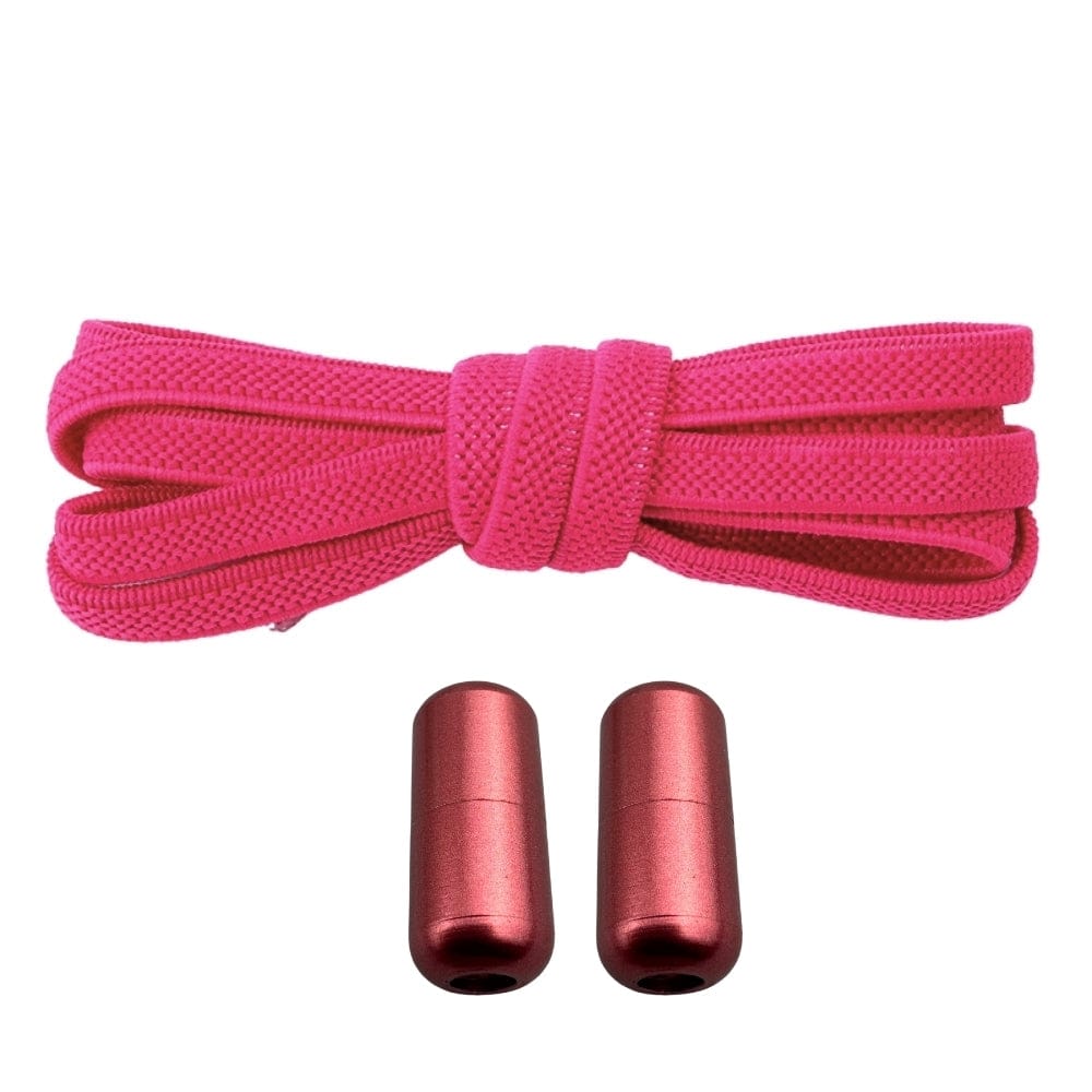 Productafbeelding van platte elastische veters van 6 mm met metalen draai capsule in de kleur rozenrood