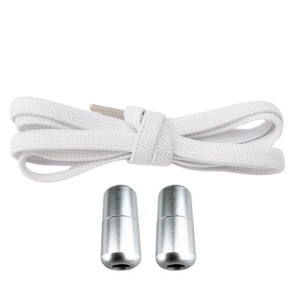 Productafbeelding van platte elastische veters van 6 mm met metalen draai capsule in de kleur wit