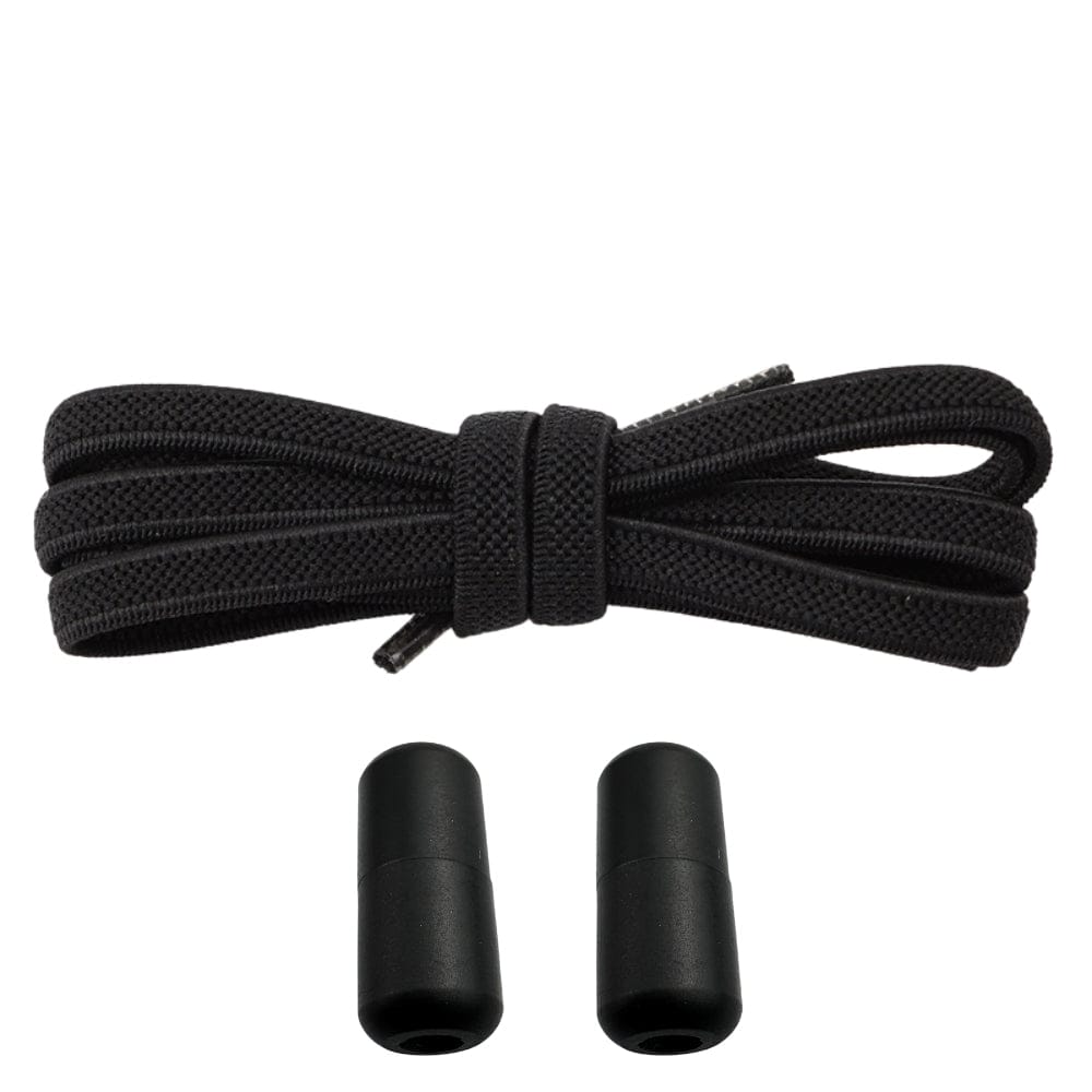 Productafbeelding van platte elastische veters van 6 mm met metalen draai capsule in de kleur zwart