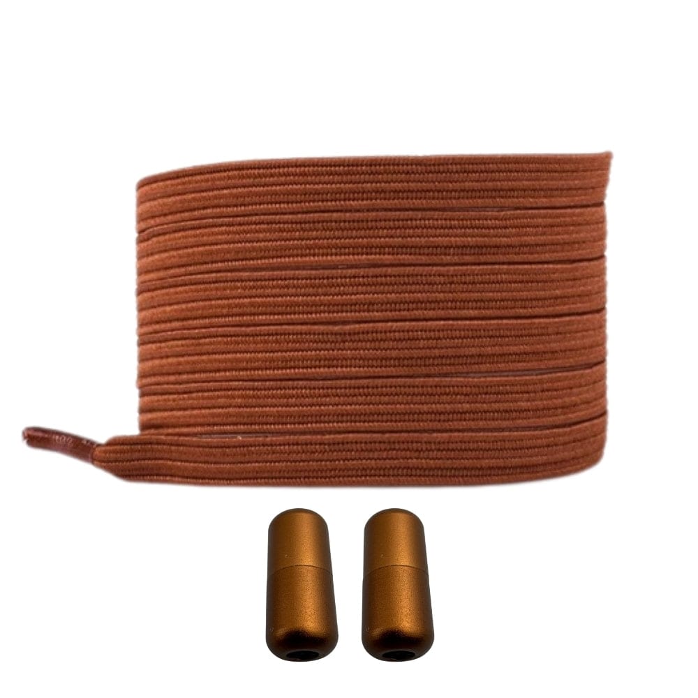 Productafbeelding van platte elastische veters van 7 mm met capsule sluiting in de kleur bruin