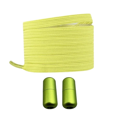 Productafbeelding van platte elastische veters van 7 mm met capsule sluiting in de kleur citroengeel