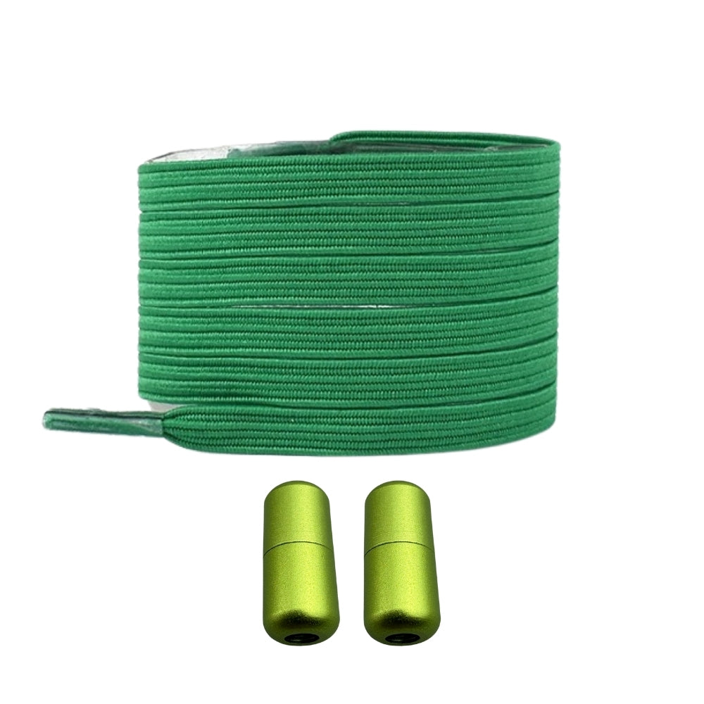 Productafbeelding van platte elastische veters van 7 mm met capsule sluiting in de kleur groen