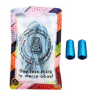 Elastische veters zonder strikken plat 7mm capsule sluiting lichtblauw in luxe verpakking