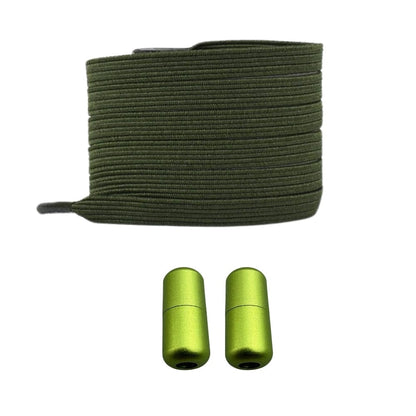 Productafbeelding van platte elastische veters van 7 mm met capsule sluiting in de kleur mosgroen