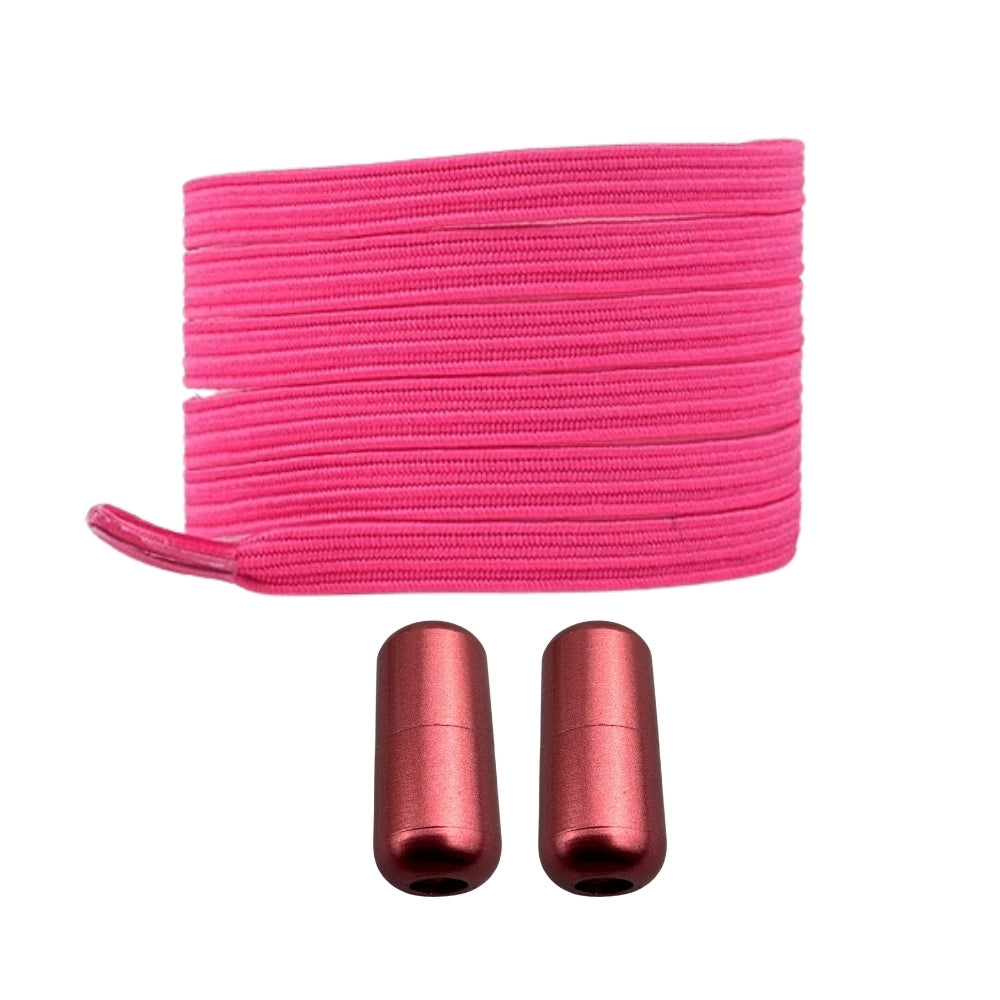 Productafbeelding van platte elastische veters van 7 mm met capsule sluiting in de kleur rozenrood