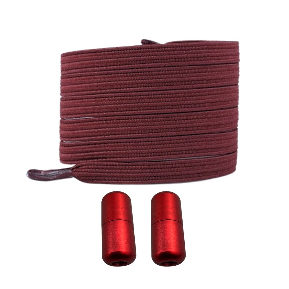 Productafbeelding van platte elastische veters van 7 mm met capsule sluiting in de kleur wijnrood