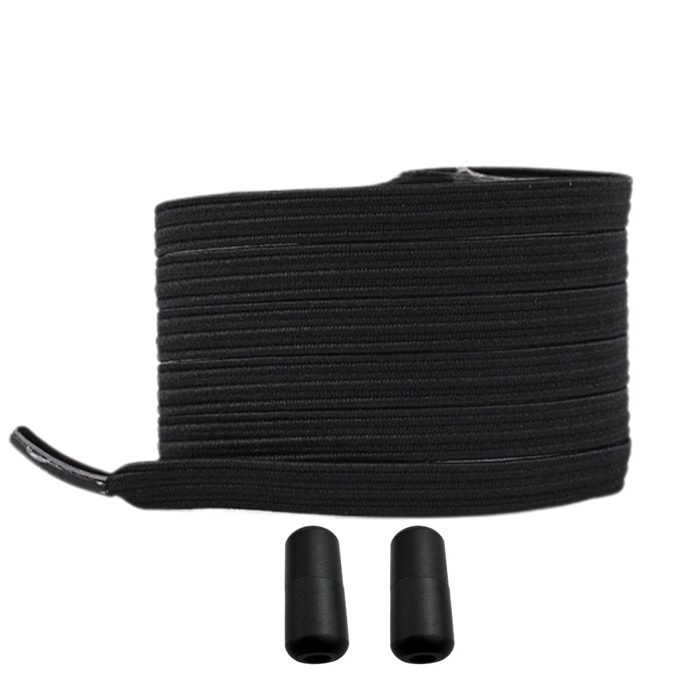 Productafbeelding van platte elastische veters van 7 mm met capsule sluiting in de kleur zwart