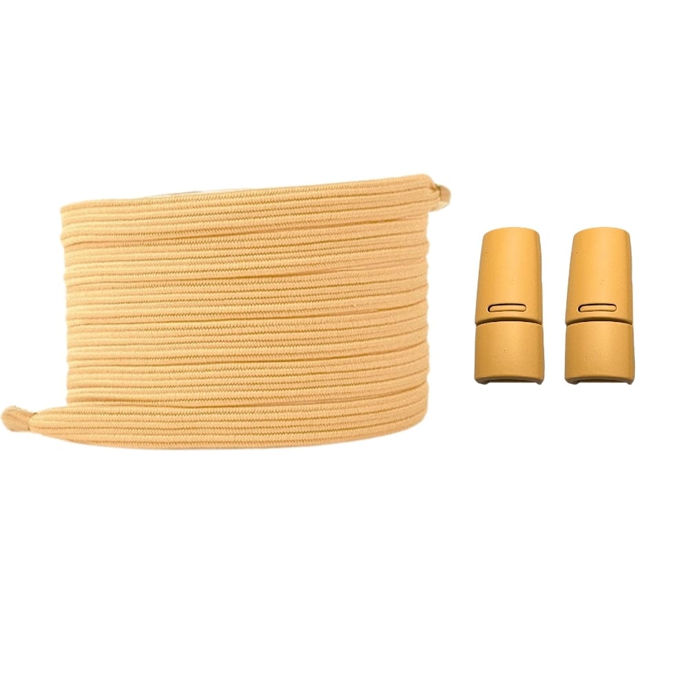 Productafbeelding van platte elastische veters van 7 mm met magneetsluiting in de kleur lichtbruin