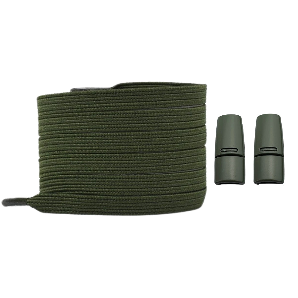 Productafbeelding van platte elastische veters van 7 mm met magneetsluiting in de kleur mosgroen