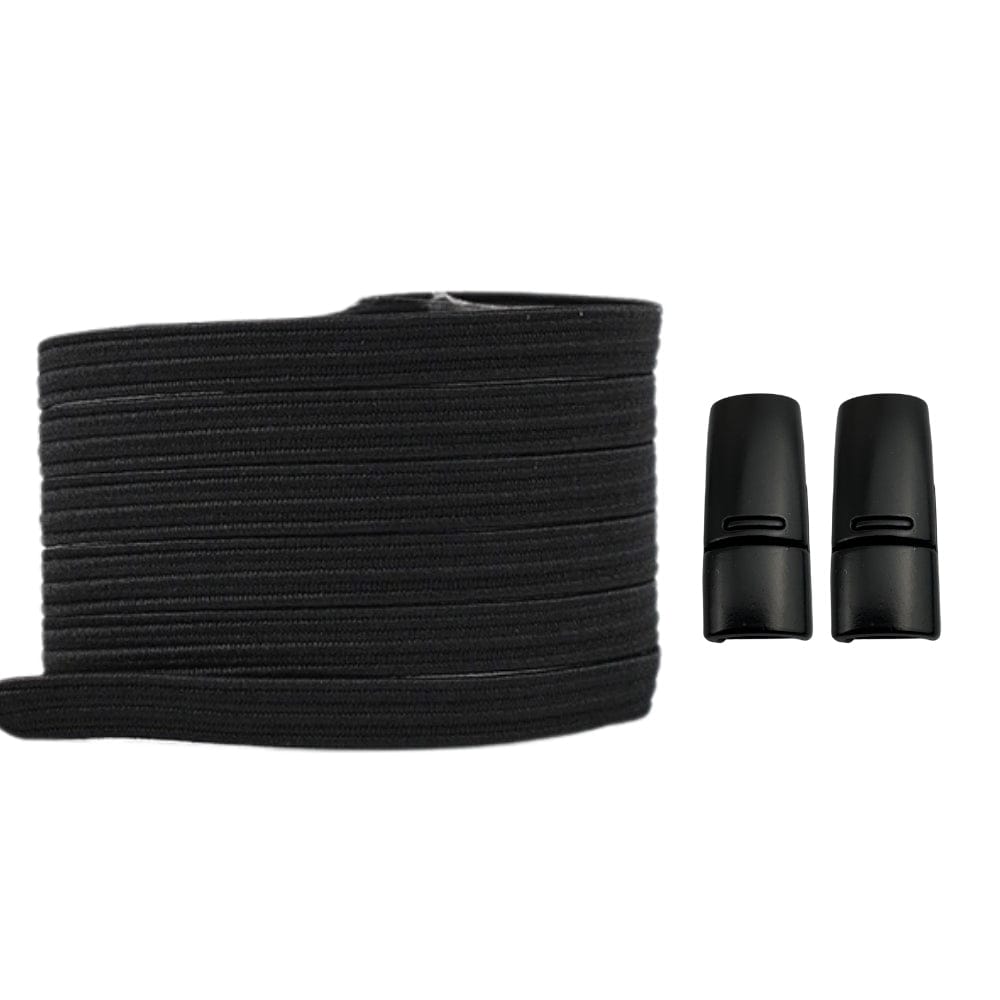 Productafbeelding van platte elastische veters van 7 mm met magneetsluiting in de kleur zwart