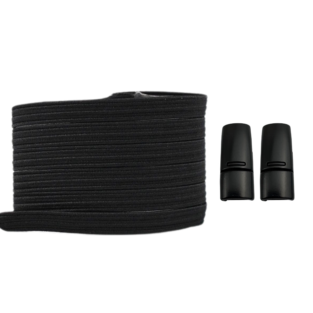 Productafbeelding van platte elastische veters van 7 mm met magneetsluiting in de kleur zwart