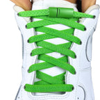 Elastische veters zonder strikken plat 8mm magnetische sluiting groen met stretch uitgerekt