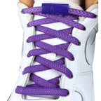 Elastische veters zonder strikken plat 8mm magnetische sluiting paars met stretch uitgerekt