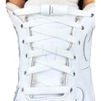 Elastische veters zonder strikken plat 8mm magnetische sluiting wit met stretch uitgerekt