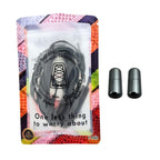 Elastische veters zonder strikken plat 8mm metalen draai capsule antraciet in luxe verpakking