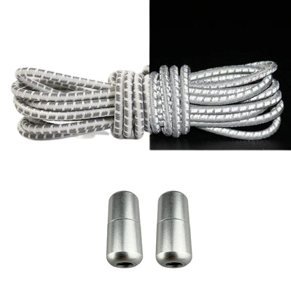 Productafbeelding van reflecterende ronde elastische veters van 3 mm met capsule sluiting in de kleur beige