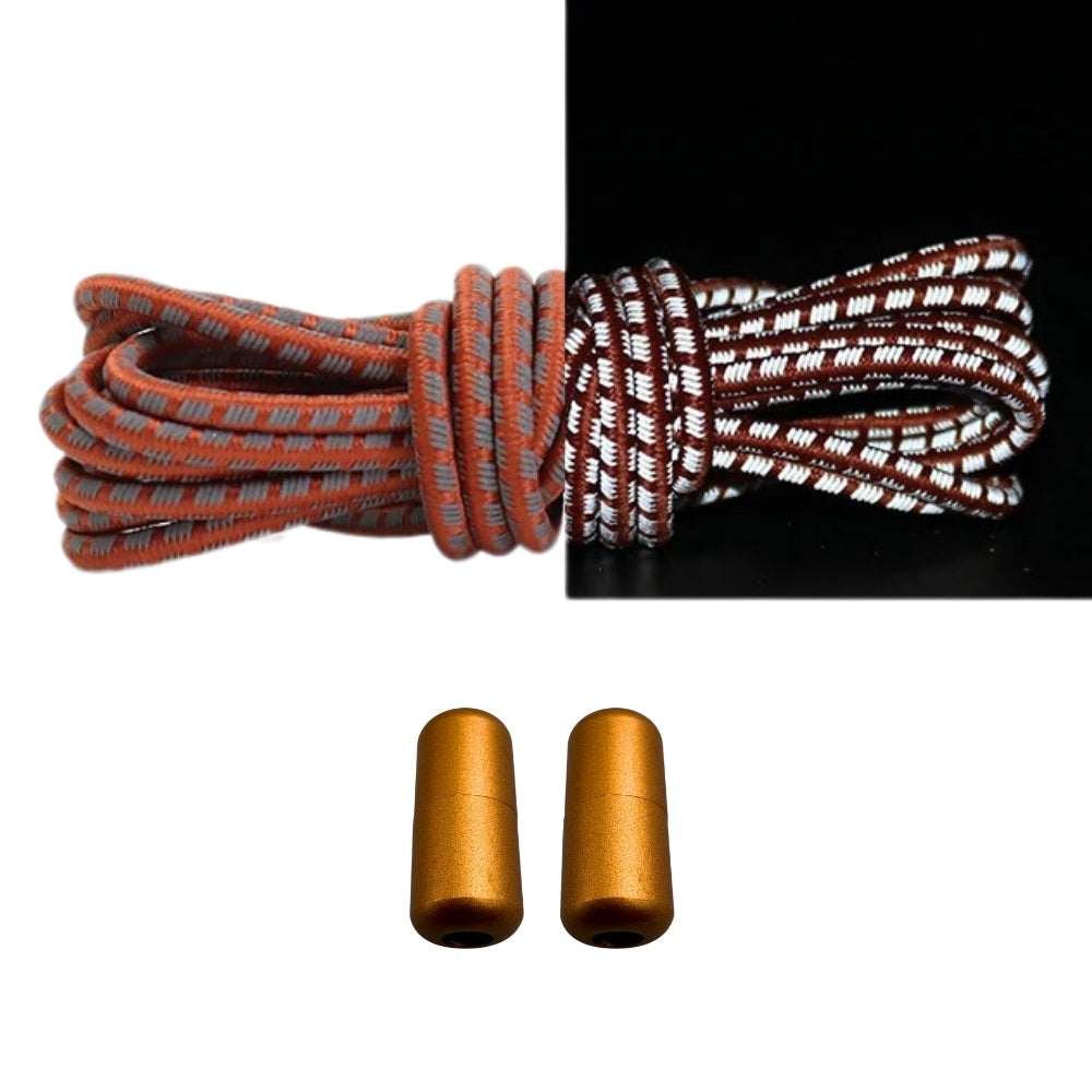 Productafbeelding van reflecterende ronde elastische veters van 3 mm met capsule sluiting in de kleur bronze