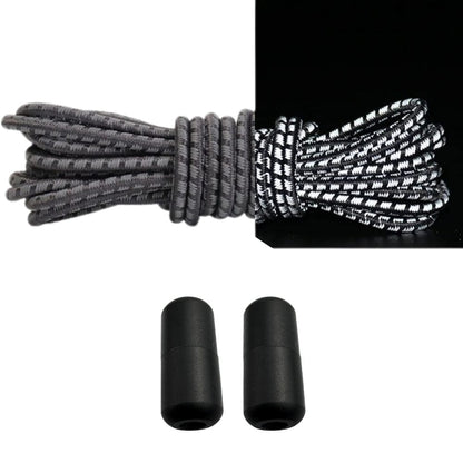 Productafbeelding van reflecterende ronde elastische veters van 3 mm met capsule sluiting in de kleur donkergrijs