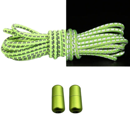 Productafbeelding van reflecterende ronde elastische veters van 3 mm met capsule sluiting in de kleur fluorescerend groen