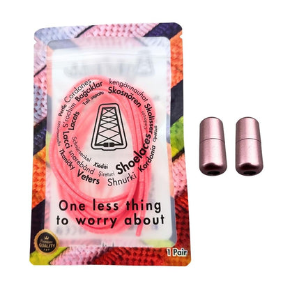 Elastische veters zonder strikken reflecterend 3mm capsule sluiting fluorescerend roze in luxe verpakking